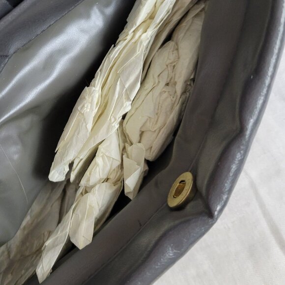 Vintage Dover Clutch Handbag Purse Crossbody Gray UNUSED 60s retro pleats Y2K - Picture 4 of 10